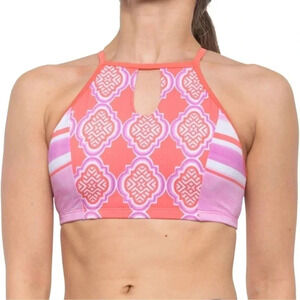 Cabana Life Geo High-Neck Bikini‎ Top - UPF 50+ NWT Size Small